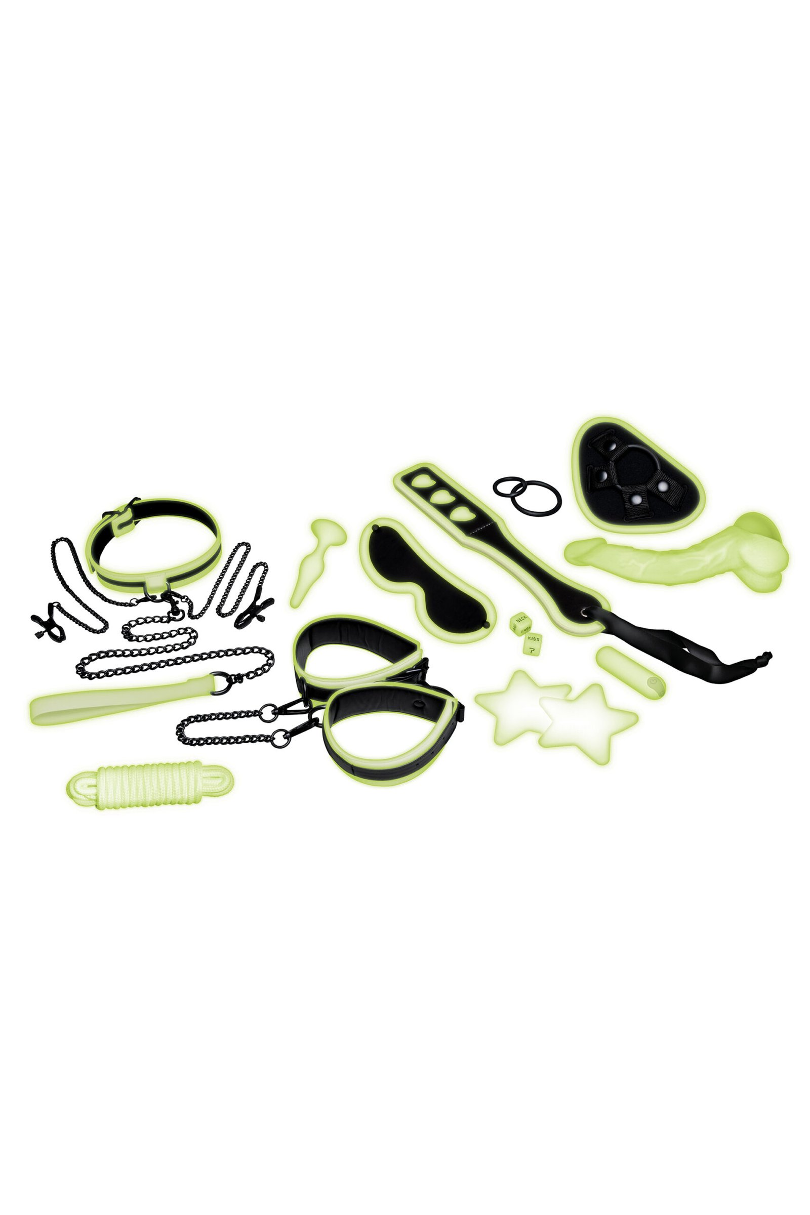 Whipsmart - Glow In The Dark - 12-delige alles-in-1 bondageset